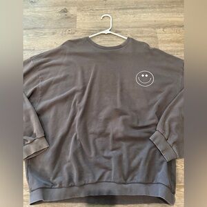 Indy and Pippa Charcoal Smiley Sweatshirt